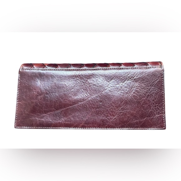 Wilson Leather Brown Basket Weave Pebble Leather Wristlet Wallet Unisex NWT VTG - Picture 2 of 8